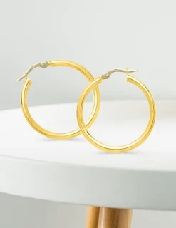 Boucles d'oreilles créoles lisses or jaune 750 ‰ diamètre ext 25 mm SO OR