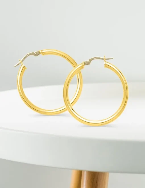 Boucles d'oreilles créoles lisses or jaune 750 ‰ diamètre ext 25 mm SO OR