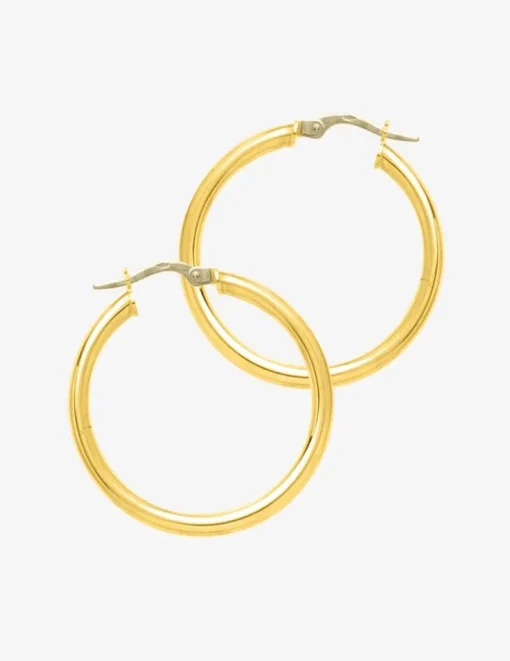 Boucles d'oreilles créoles lisses or jaune 750 ‰ diamètre ext 25 mm SO OR