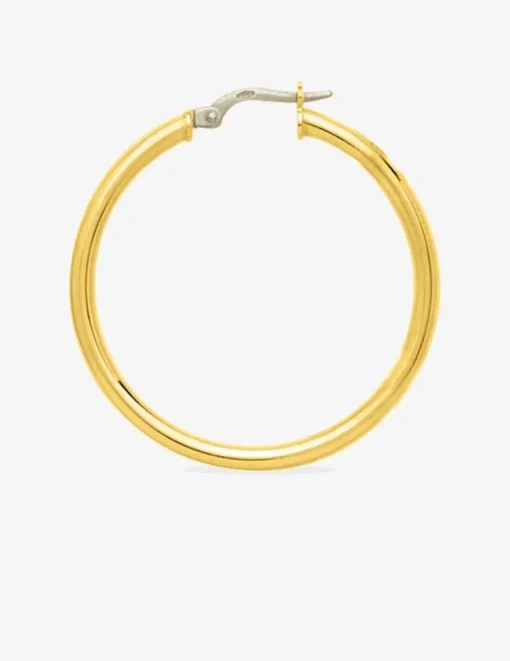 Boucles d'oreilles créoles lisses or jaune 750 ‰ diamètre ext 30 mm SO OR