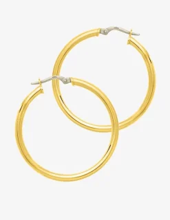 Boucles d'oreilles créoles lisses or jaune 750 ‰ diamètre ext 30 mm SO OR