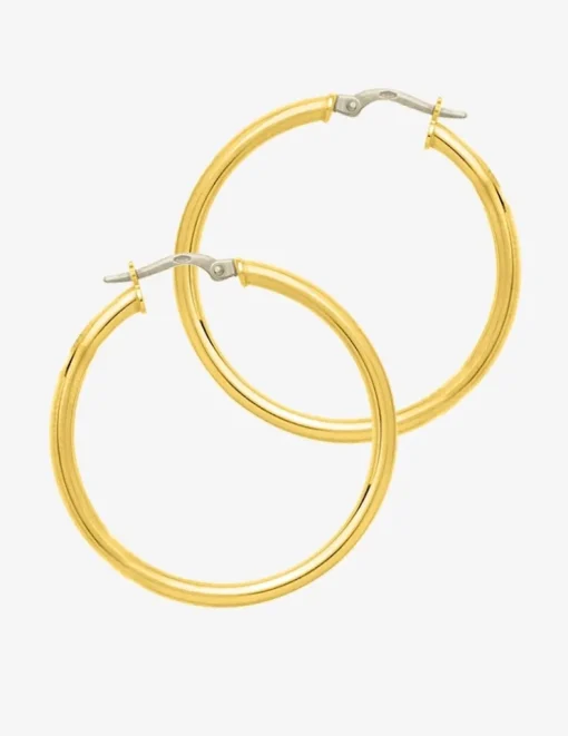 Boucles d'oreilles créoles lisses or jaune 750 ‰ diamètre ext 30 mm SO OR