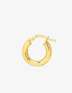 Boucles d'oreilles créoles lisses or jaune 750 ‰ diamètre ext 10 mm, fil 3 mm SO OR
