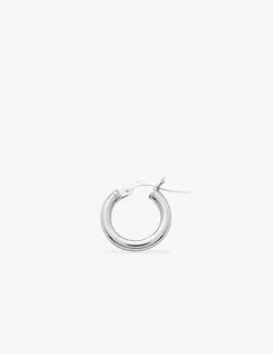 Boucles d'oreilles créoles lisses or blanc 750 ‰ diamètre ext 8 mm SO OR