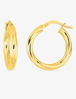 Boucles d'oreilles créoles torsadées or jaune 750 ‰ diamètre ext 15 mm SO OR