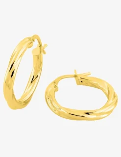 Boucles d'oreilles créoles torsadées or jaune 750 ‰ diamètre ext 15 mm SO OR