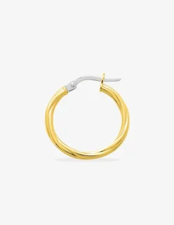 Boucles d'oreilles créoles torsadées or jaune 750 ‰ diamètre ext 15 mm, fil 2 mm SO OR