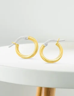 Boucles d'oreilles créoles or jaune 750 ‰ diamètre 10 mm SO OR