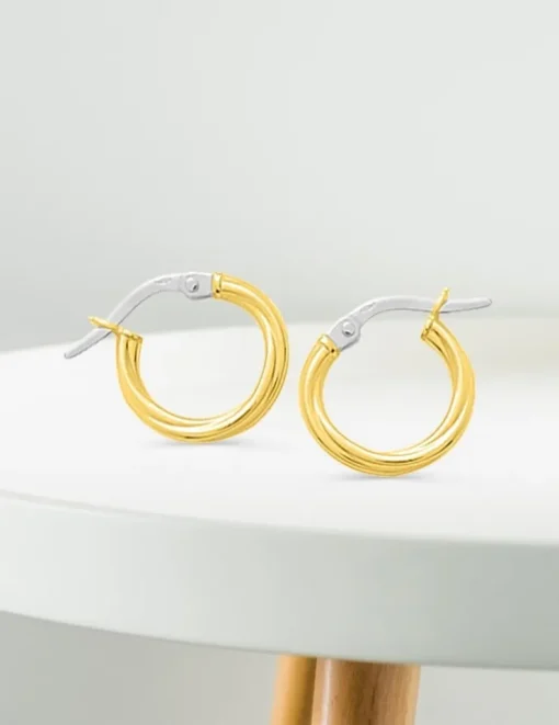 Boucles d'oreilles créoles or jaune 750 ‰ diamètre 10 mm SO OR