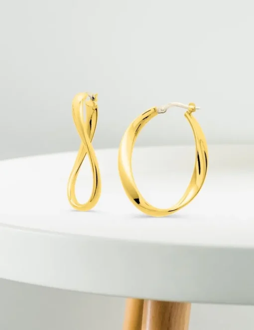 Boucles d'oreilles créoles fantaisie or jaune 750 ‰ diamètre 18 mm SO OR