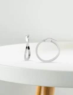 Boucles d'oreilles créoles or blanc 750 ‰ diamètre 18 mm SO OR