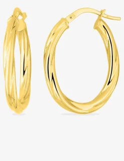 Boucles d'oreilles créoles torsadées or jaune 750 ‰ SO OR