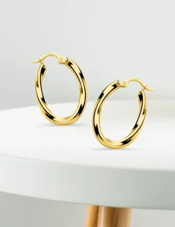 Boucles d'oreilles créoles torsadées or jaune 750 ‰ SO OR