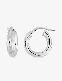 Boucles d'oreilles créoles or blanc torsadées 750 ‰ diamètre 10 mm SO OR