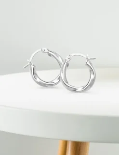 Boucles d'oreilles créoles or blanc torsadées 750 ‰ diamètre 10 mm SO OR