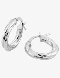 Boucles d'oreilles créoles or blanc torsadées 750 ‰ diamètre 10 mm SO OR