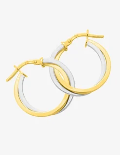 Boucles d'oreilles créoles bicolores or 750 ‰ SO OR