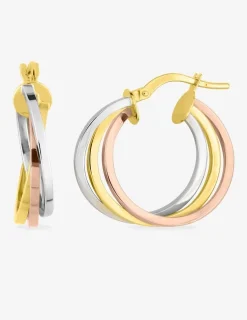 Boucles d'oreilles créoles fantaisie  3 ors 750 ‰ SO OR