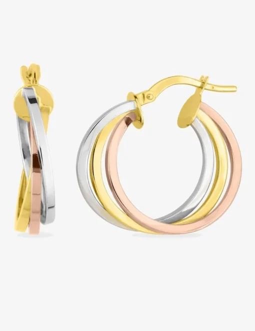 Boucles d'oreilles créoles fantaisie  3 ors 750 ‰ SO OR