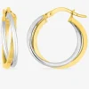 Boucles d'oreilles créoles fantaisie bicolore or 750 ‰ SO OR