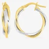 Boucles d'oreilles créoles bicolores entrelacées or 750 ‰ SO OR