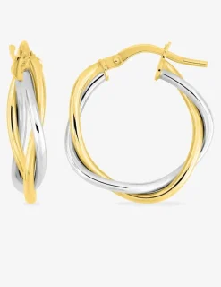 Boucles d'oreilles créoles bicolores entrelacées or 750 ‰ SO OR