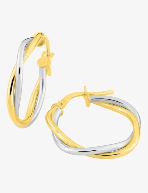 Boucles d'oreilles créoles bicolores entrelacées or 750 ‰ SO OR