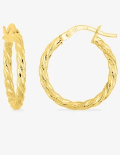 Boucles d'oreilles créoles torsadées or jaune 375 ‰ 15 mm SO OR