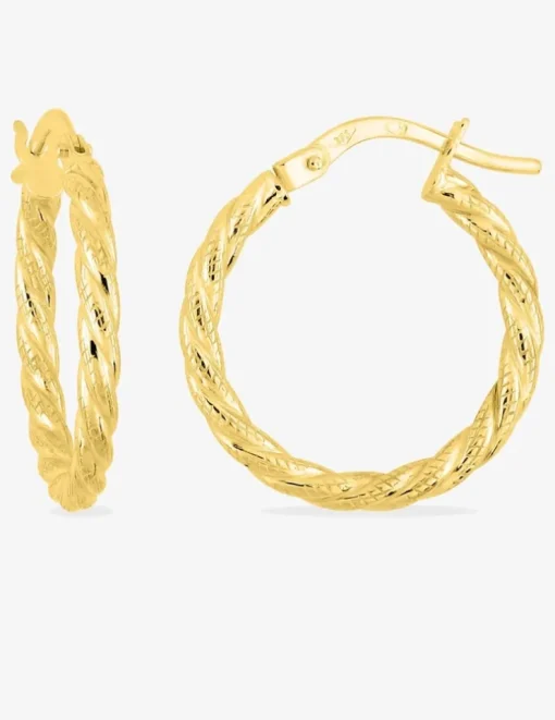 Boucles d'oreilles créoles torsadées or jaune 375 ‰ 15 mm SO OR