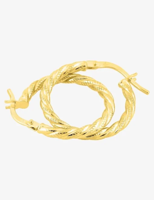 Boucles d'oreilles créoles torsadées or jaune 375 ‰ 15 mm SO OR