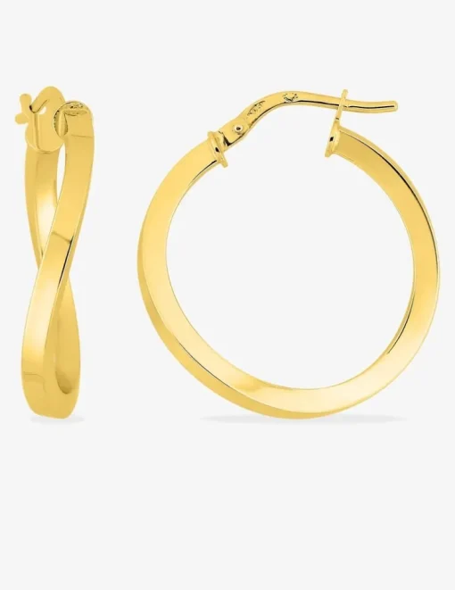 Boucles d'oreilles créoles torsadées fil carré or jaune 375 ‰ 18 mm SO OR