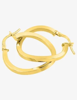 Boucles d'oreilles créoles torsadées fil carré or jaune 375 ‰ 18 mm SO OR