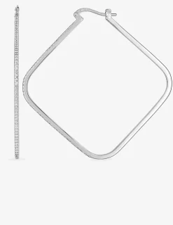 Boucles d'oreilles créoles en argent 925 ‰ rhodié, oxydes de zirconium SO OR