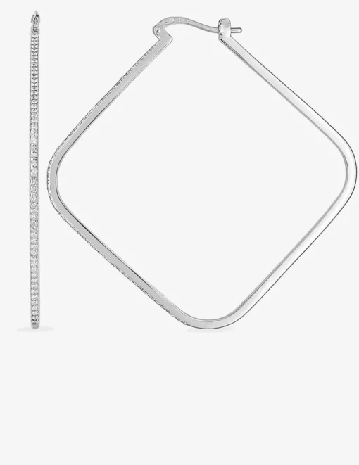 Boucles d'oreilles créoles en argent 925 ‰ rhodié, oxydes de zirconium SO OR