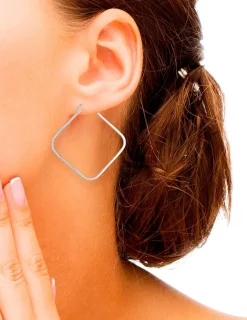 Boucles d'oreilles créoles en argent 925 ‰ rhodié, oxydes de zirconium SO OR