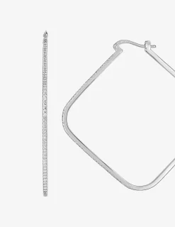 Boucles d'oreilles créoles en argent 925 ‰ rhodié, oxydes de zirconium SO OR