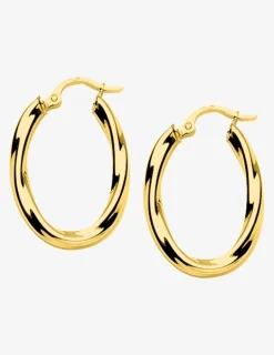 Boucles d'oreilles créoles ovales torsadées 20 mm plaqué or tube 3 mm SO OR