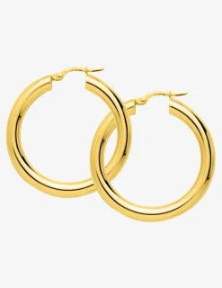 Boucles d'oreilles créoles 20 mm plaqué or tube 4 mm SO OR
