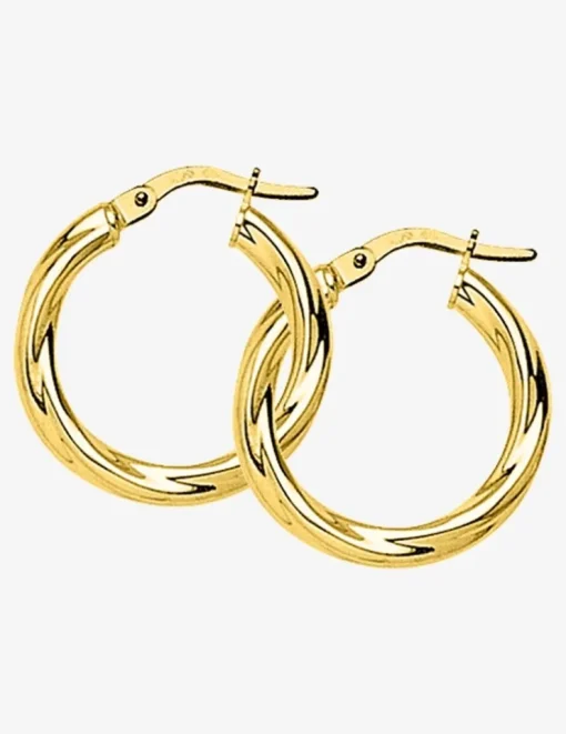 Boucles d'oreilles créoles torsadées 15 mm plaqué or tube 3 mm SO OR