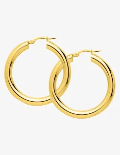 Boucles d'oreilles créoles 25 mm plaqué or tube 4 mm SO OR