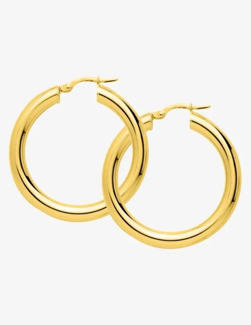Boucles d'oreilles créoles 25 mm plaqué or tube 4 mm SO OR