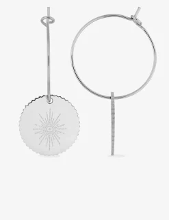 Boucles d'oreilles créoles en acier gris avec breloque SO OR