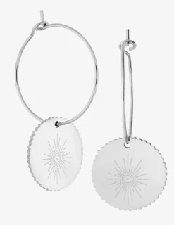 Boucles d'oreilles créoles en acier gris avec breloque SO OR