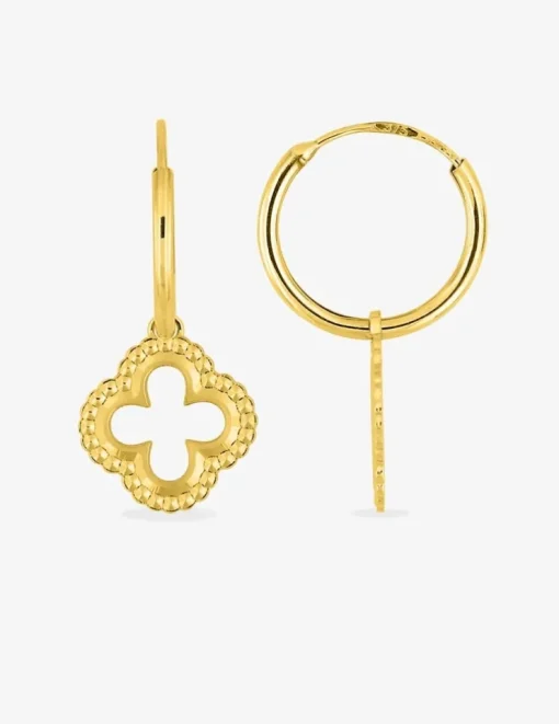 Boucles d'oreilles créoles avec breloques or jaune 375 ‰ SO OR
