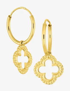 Boucles d'oreilles créoles avec breloques or jaune 375 ‰ SO OR
