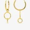 Boucles d'oreilles créoles en or jaune 750‰ avec breloques pendantes anneaux SO OR