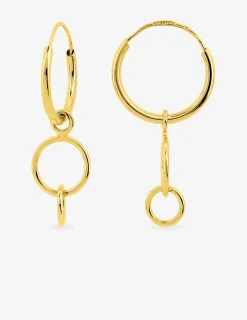 Boucles d'oreilles créoles en or jaune 750‰ avec breloques pendantes anneaux SO OR