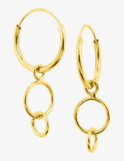 Boucles d'oreilles créoles en or jaune 750‰ avec breloques pendantes anneaux SO OR