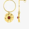 Boucles d'oreilles créoles acier doré et rubis synthétique SO OR