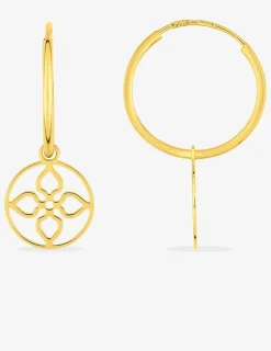 Boucles d'oreilles créoles fleur or jaune 375‰ SO OR